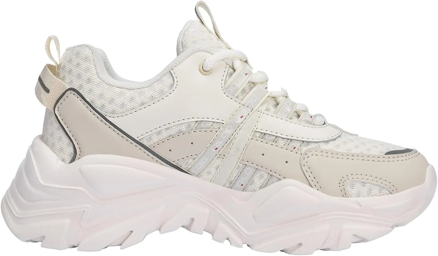 Women's Chunky Platform White Beige Non-Slip Breathable Lightweight Sneakers Trendy Fashion Dad Walking Running Shoes for Women