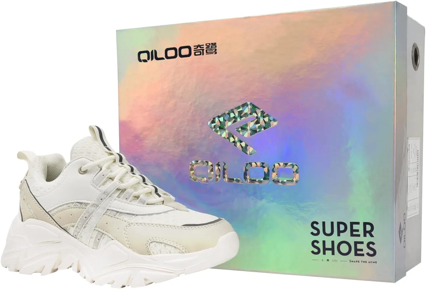Women's Chunky Platform White Beige Non-Slip Breathable Lightweight Sneakers Trendy Fashion Dad Walking Running Shoes for Women