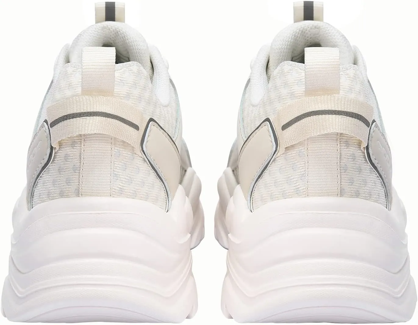 Women's Chunky Platform White Beige Non-Slip Breathable Lightweight Sneakers Trendy Fashion Dad Walking Running Shoes for Women