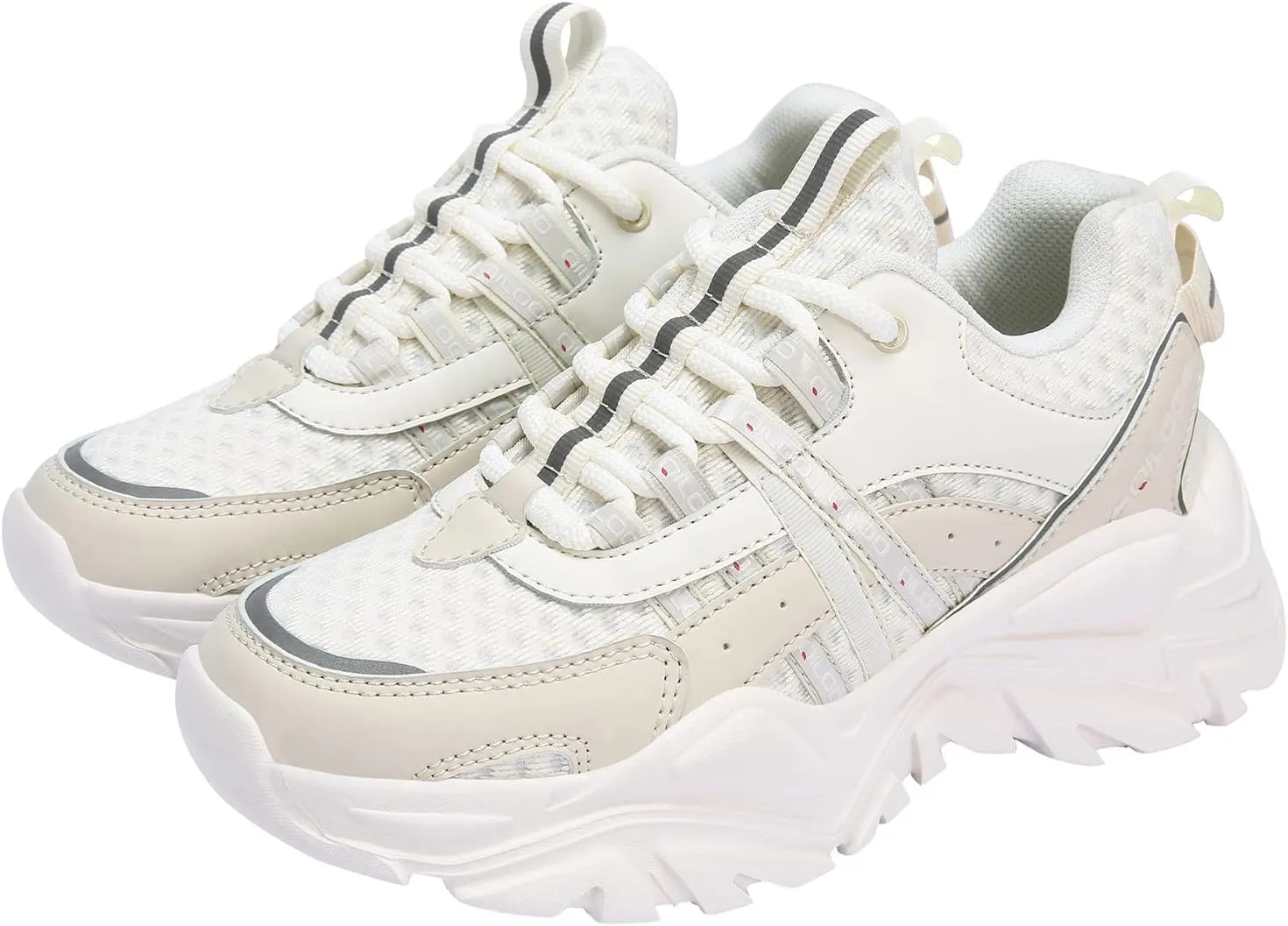 Women's Chunky Platform White Beige Non-Slip Breathable Lightweight Sneakers Trendy Fashion Dad Walking Running Shoes for Women