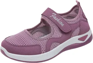 Women's Non Slip Tennis Sneakers Casual Vintage Hook Loop Sneakers Breathable Mesh Workout Shoes Elderly Shoes