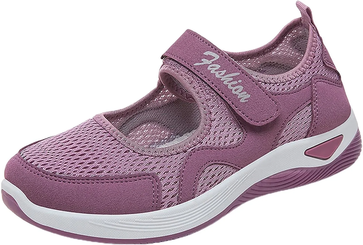 Women's Non Slip Tennis Sneakers Casual Vintage Hook Loop Sneakers Breathable Mesh Workout Shoes Elderly Shoes