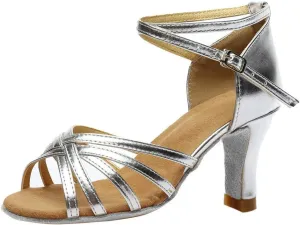 Womens Sandals Open Toe Buckle Mid Heels Latin Dance Shoes Ballroom Sandals Performance Practice Dancing Shoes