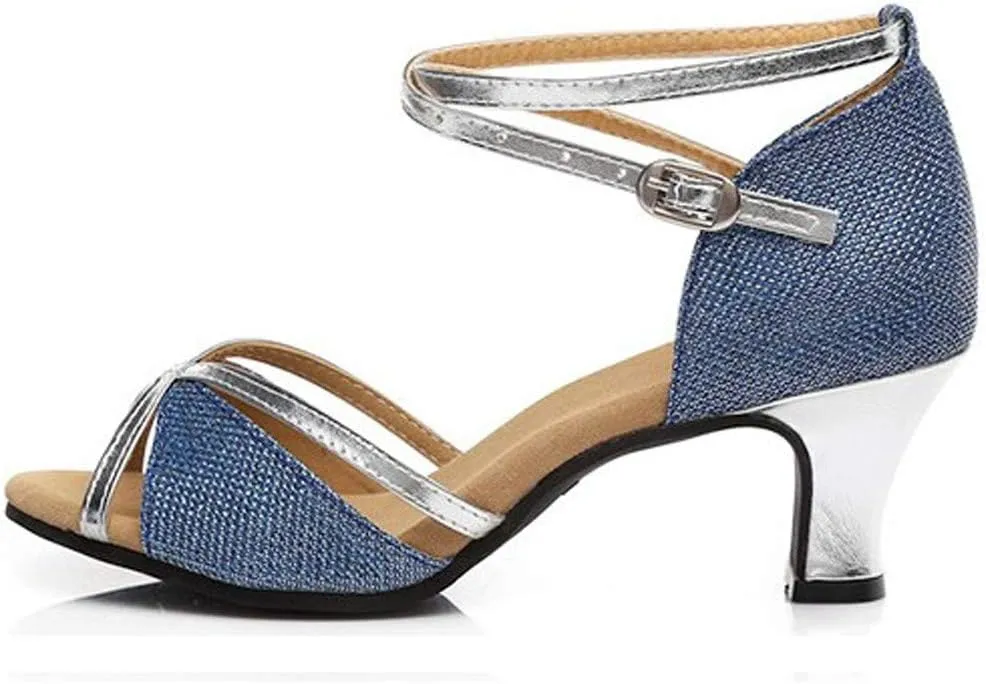 Womens Sandle Women's Prom Dance Square Latin Ballroom Shoes Dance Shoes Women's Middle Heels Sandals Women