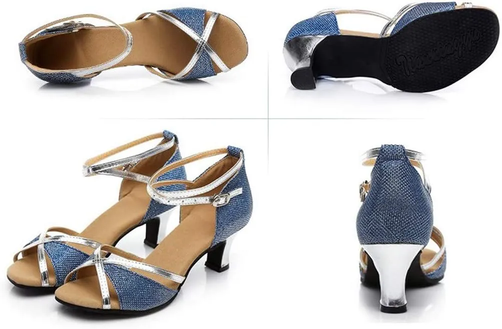 Womens Sandle Women's Prom Dance Square Latin Ballroom Shoes Dance Shoes Women's Middle Heels Sandals Women